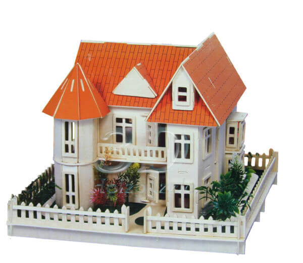 Villa mit Garten 3D Holzpuzzle – 128 Teile