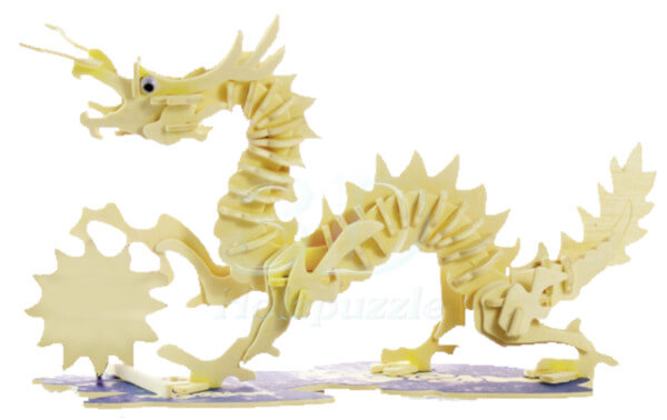 Drache mit Feuerball 3D Holzpuzzle – 63 Teile