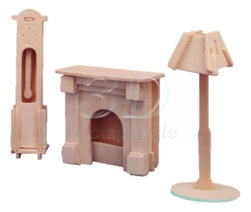 Kamin Uhr Lampe 3D Holzpuzzle – 27 Teile