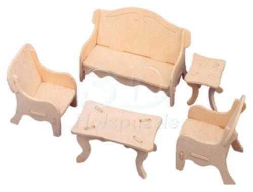 Wohnzimmermöbel 3D Holzpuzzle – 21 Teile
