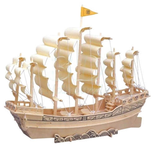MingSegelschiff 3D Holzpuzzle – 91 Teile