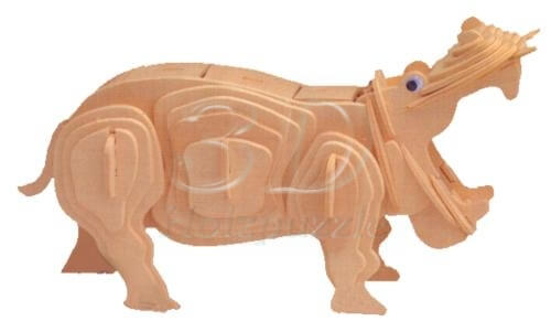 Nilpferd 3D Holzpuzzle – 41 Teile